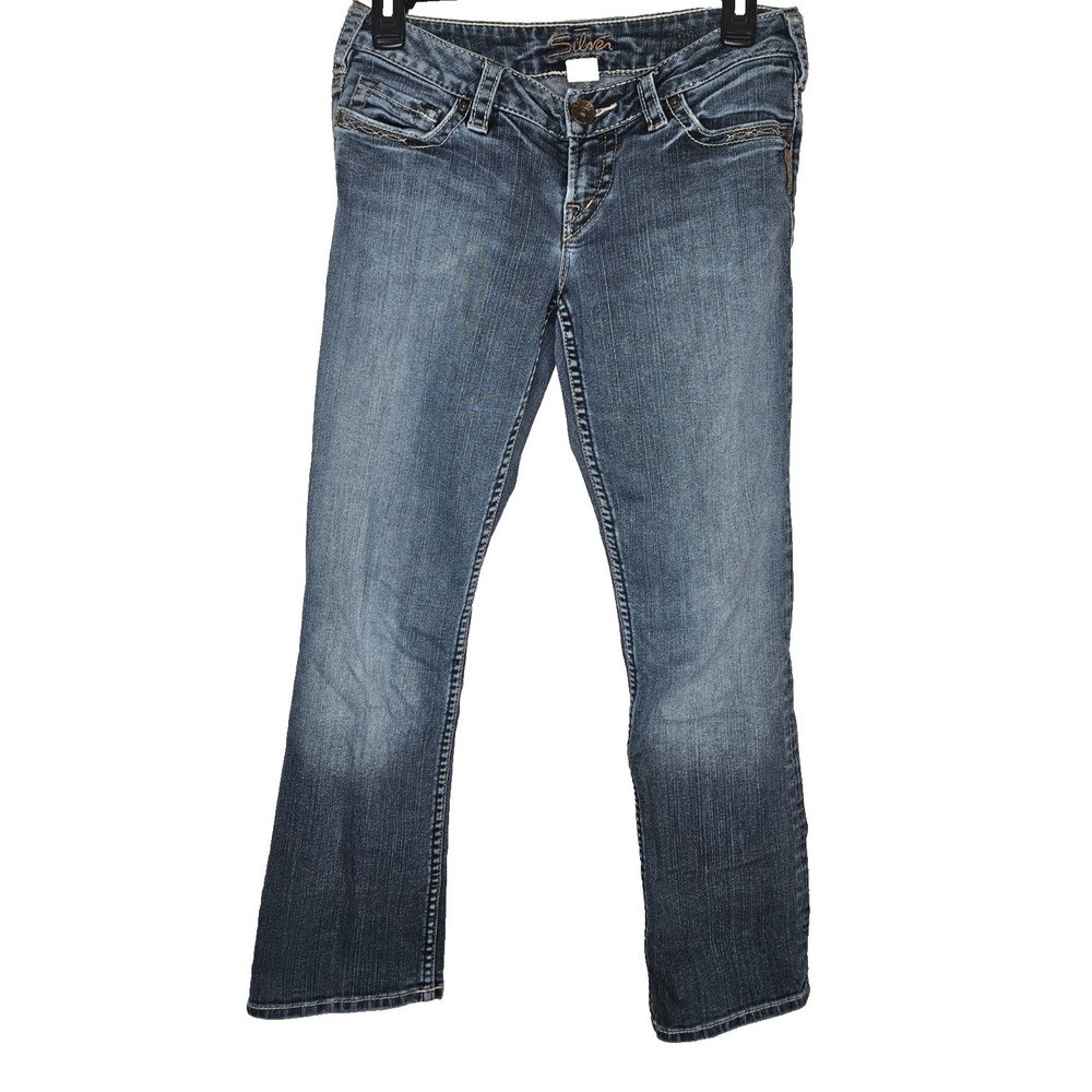 Silver Jeans Womens Santorini Y2K Low-rise Bootcut Jeans Blue Stretch Size 27‎